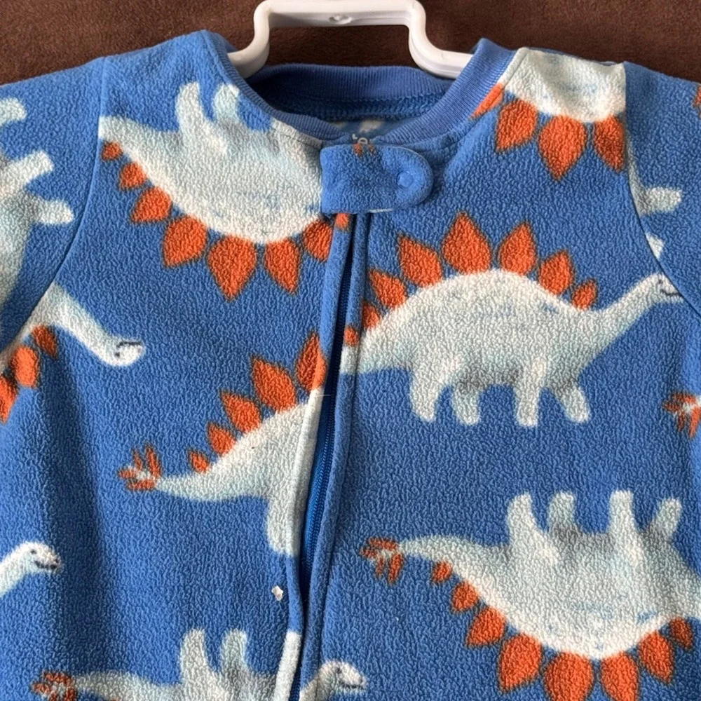 Carters‎ Just One You Blue Fleece Dinosaur Stegosaurus Footed Pajamas 18M